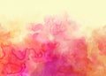 Watercolor background in pink orange red and yellow, painted swirls and marbled texture, bright colorful abstract design Royalty Free Stock Photo