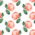 Watercolor background with red flowers