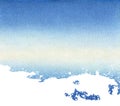 Watercolor background. Watercolor background sky and its reflection without explicit horizon. Watercolor grafient from blue to blu