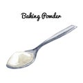 Watercolor baking powder in spoon illustration isolated on white