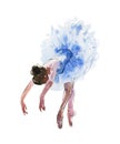 Watercolor ballerina. Hand drawn dancer on white background. Painting illustration. Royalty Free Stock Photo