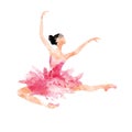Watercolor ballerina in pink dancing Royalty Free Stock Photo