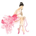 Watercolor ballerina in a pink Royalty Free Stock Photo