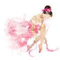 Watercolor ballerina in a pink pointe Royalty Free Stock Photo