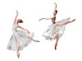Watercolor ballerinas. Hand drawn dancers on white background. Painting illustration.