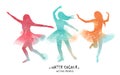 Watercolor ballet dancer silhouette