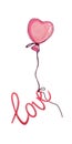 Watercolor balloon with the inscription Love.