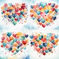 watercolor balloons background many colorful illustration