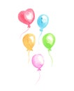 Watercolor balloons Hand-drawn decoration Party clipart Royalty Free Stock Photo