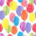 Watercolor balloons seamless pattern.