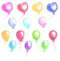 Watercolor balloons set Colorful balloons collection Royalty Free Stock Photo