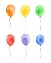 Watercolor balloons set.