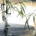 Watercolor bamboo with leaves