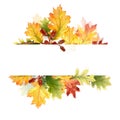 Watercolor banner of autumn leaves and branches