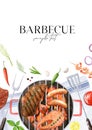 Watercolor barbecue invitation template