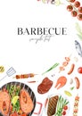 Watercolor barbecue invitation template