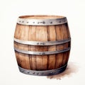 Watercolor Barrel Illustration With Detailed Character Style