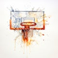 Watercolor Basketball Rebound Painting With Fluid Brushwork Royalty Free Stock Photo