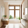 Watercolor of bathroom interior