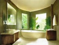 Watercolor of Bathroom tropical style interior design