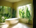 Watercolor of Bathroom tropical style interior design