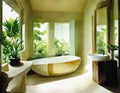 Watercolor of Bathroom tropical style interior design