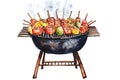 Watercolor BBQ Illustration Royalty Free Stock Photo