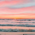 Watercolor Beach Sunsets Background - 1 Royalty Free Stock Photo