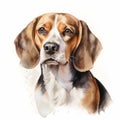 Watercolor Beagle Dog Portrait Illustration