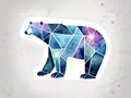 Watercolor bear illustration with a geometric design Royalty Free Stock Photo