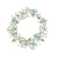 Watercolor beautiful autumn wreath. Round decorative frame Royalty Free Stock Photo