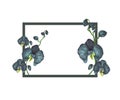 Watercolor beautiful black orchids frame  realistic Royalty Free Stock Photo