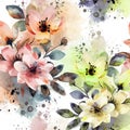 Watercolor beautiful blossom sakura flowers seamless pattern. Dirty watercolor vector background. Hand drawn painted colorful Royalty Free Stock Photo