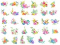 Watercolor beautiful floral design. Bright floral compositions o Royalty Free Stock Photo