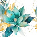 Watercolor beautiful flowers seamless pattern. Dirty spotty watercolor vector background. Hand drawn painted flowers, leaves, spot Royalty Free Stock Photo