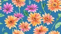 watercolor beautiful Gerbera Daisy flower, creative tile seamless repeating pattern Generative AI Royalty Free Stock Photo