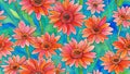 watercolor beautiful Gerbera Daisy flower, creative tile seamless repeating pattern Generative AI Royalty Free Stock Photo