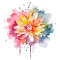 Watercolor beautiful lotus flower pattern. Dirty watercolor background with splash, spots, splatters. Hand drawn painted blossom Royalty Free Stock Photo