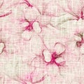 Watercolor beautiful magnolia flowers seamless pattern linen background Royalty Free Stock Photo