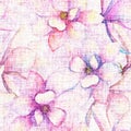 Watercolor beautiful magnolia flowers seamless pattern linen background Royalty Free Stock Photo