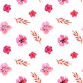 Watercolor beautiful tiny seamless pink flower pattern. Endless print for textile, clothes, fashion, linens, dress