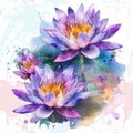 Watercolor beautiful tropical bloom lotus flowers seamless pattern. Dirty watercolor vector background. Hand drawn painted Royalty Free Stock Photo