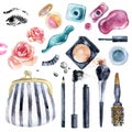 Watercolor beauty collection for makeup. Fashionable design