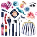 Watercolor beauty collection for makeup. Fashionable design
