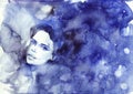 Watercolor abstract woman portrait Royalty Free Stock Photo