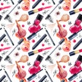 Watercolor beauty seamless pattern. Fashionable design