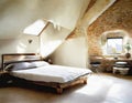 Watercolor of Bedroom in loft