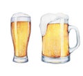 Watercolor beer glass and pint Royalty Free Stock Photo