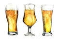 Watercolor beer glasses set isolated on white background