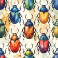 Watercolor Beetle Pattern Royalty Free Stock Photo